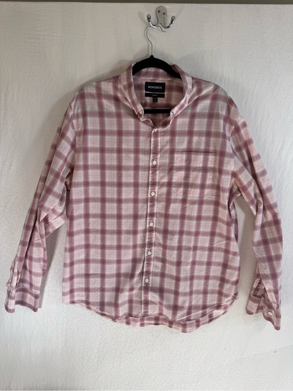 Bonobos XL Standard Fit Pink Plaid Button Down Shirt